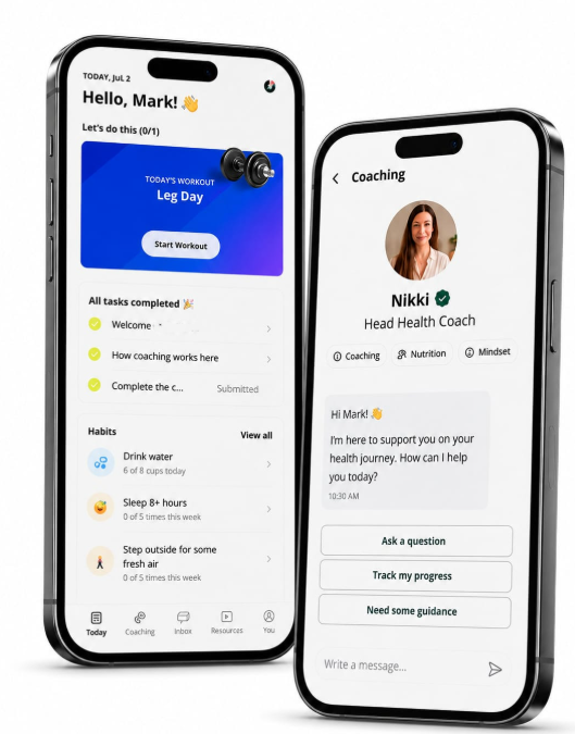 well with you app - today screen and health coach chat